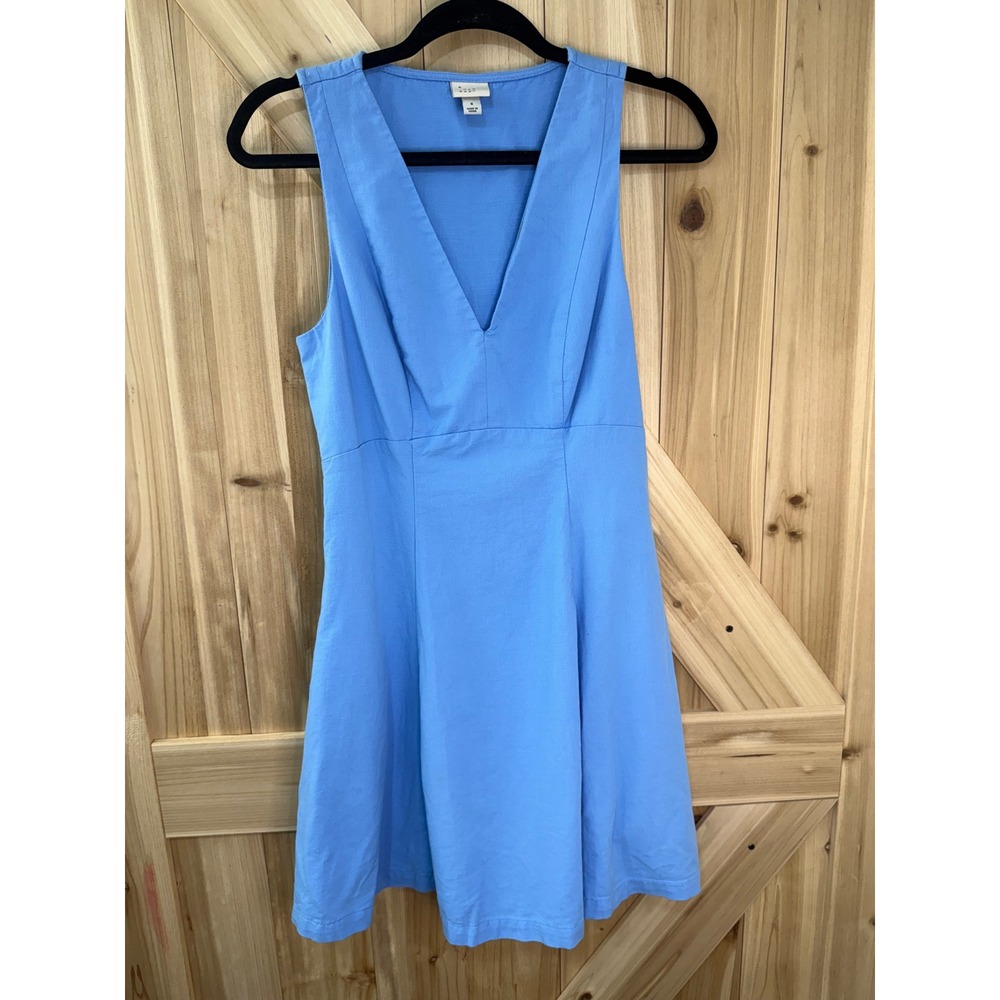 A New Day Blue V-Neck Fit and Flare Mini Dress with Pockets- Size 8
